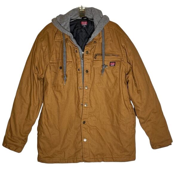 Wrangler Workwear Duck Canvas Hooded Quilted Chore Barn Coat, western Jacket, XL - Picture 2 of 11